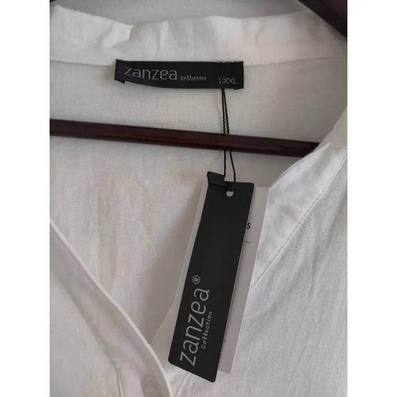 Zanzea Tunic White Blouse 3/4 Sleeve Longline Hi-Low Collared V-Neck Top Sz XXXL - Picture 9 of 9